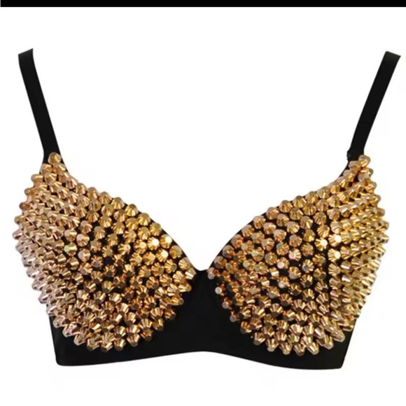 Spiked Studded Spikey Spike Bra Punk Grunge Emo Alternative Rave Festival - Picture 6 of 9